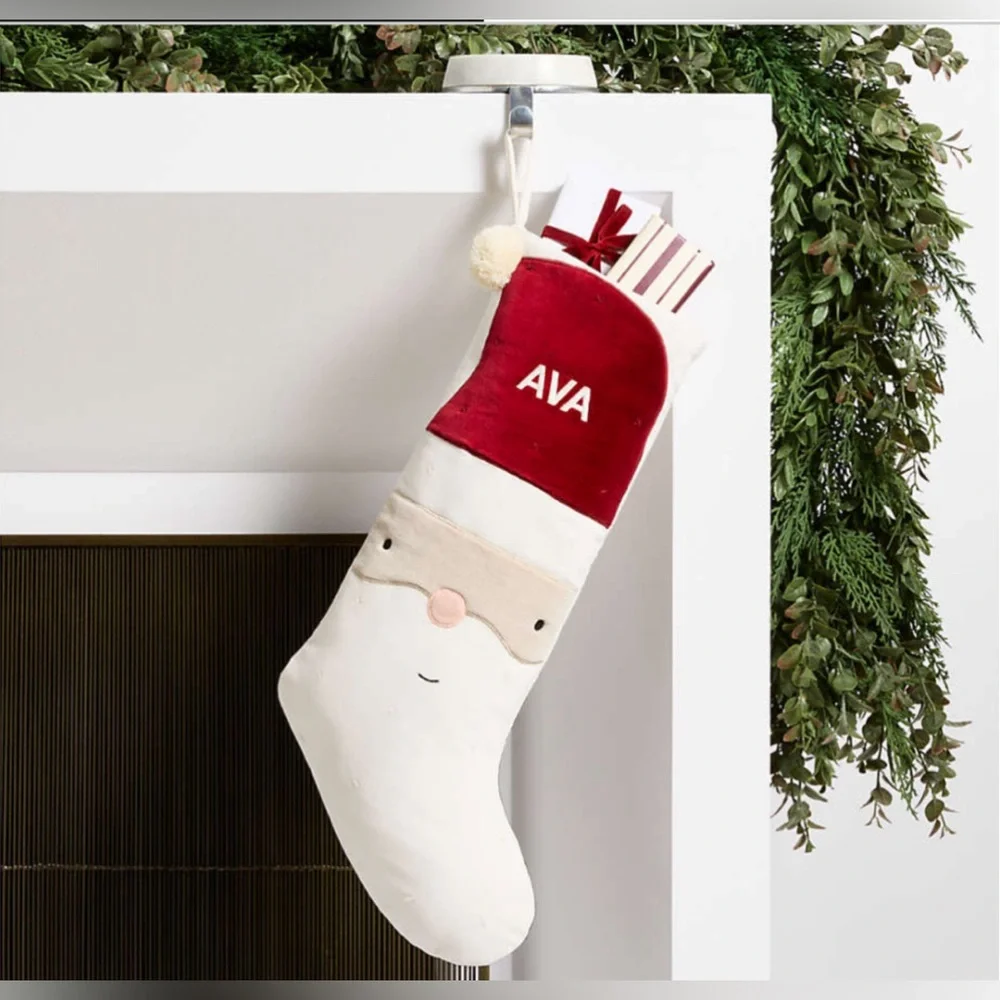 Crate&kids Wonderland Velvet Light Santa Kids Christmas Stocking
